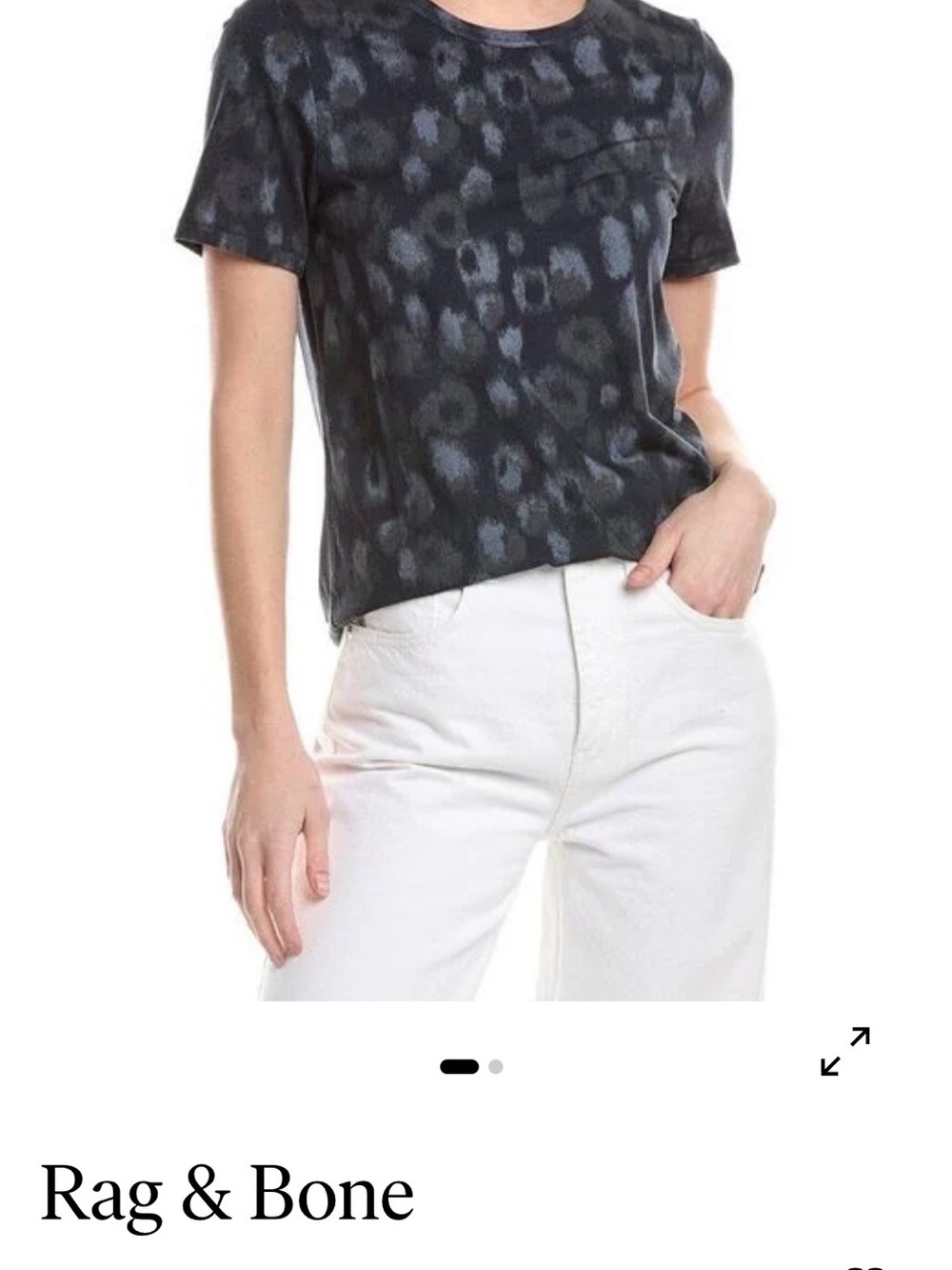 Rag & Bone Navy Blue Leopard-Print Short Sleeve Tee